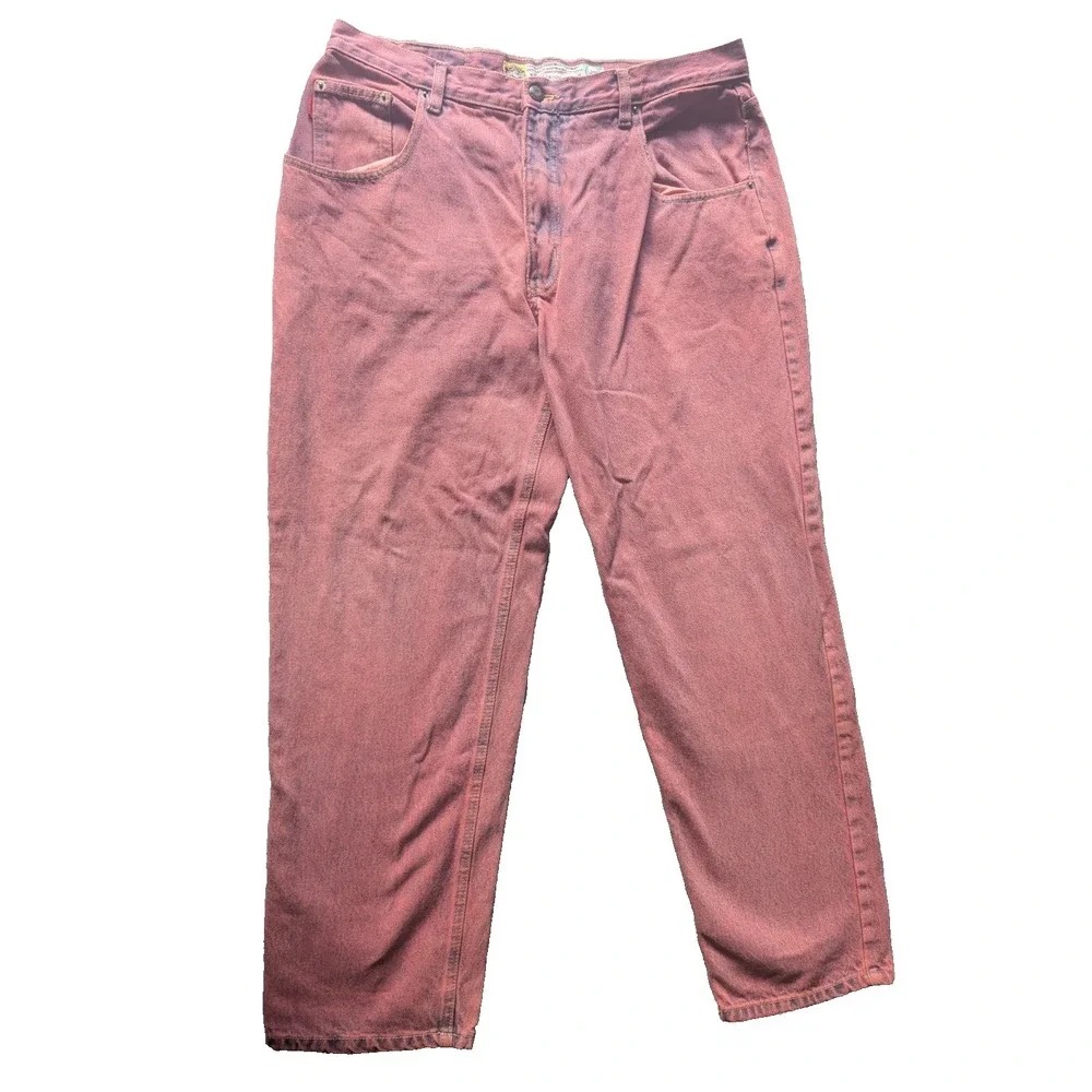 Bugle Boy Gold Crest  Vintage 90s Blue Loose Fit Jeans Red Grunge 36x30